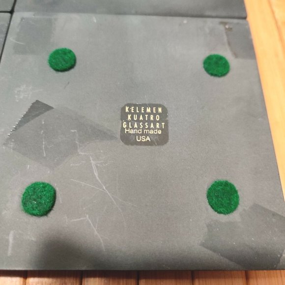 Hand Made Art Glass Coasters Set of 4 Alicia Kelemen Kuatro USA Pink Geometric - Picture 9 of 10